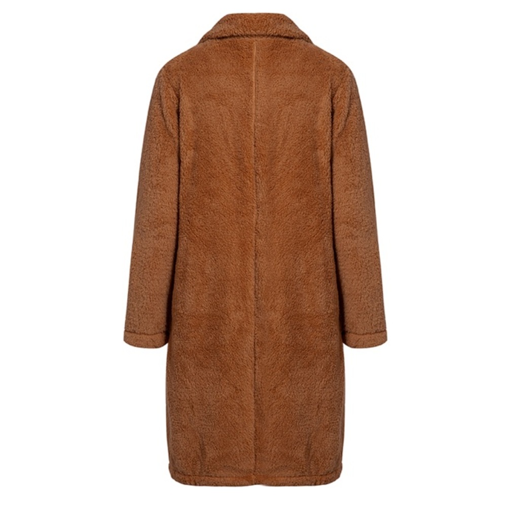 Caramel Softest Teddy Plush Open Long Coat - Picture 4 of 4